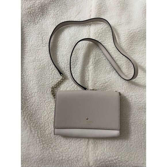 Kate Spade Staci Colorblock Small Flap Crossbody – Taupe/White - Picture 1 of 6